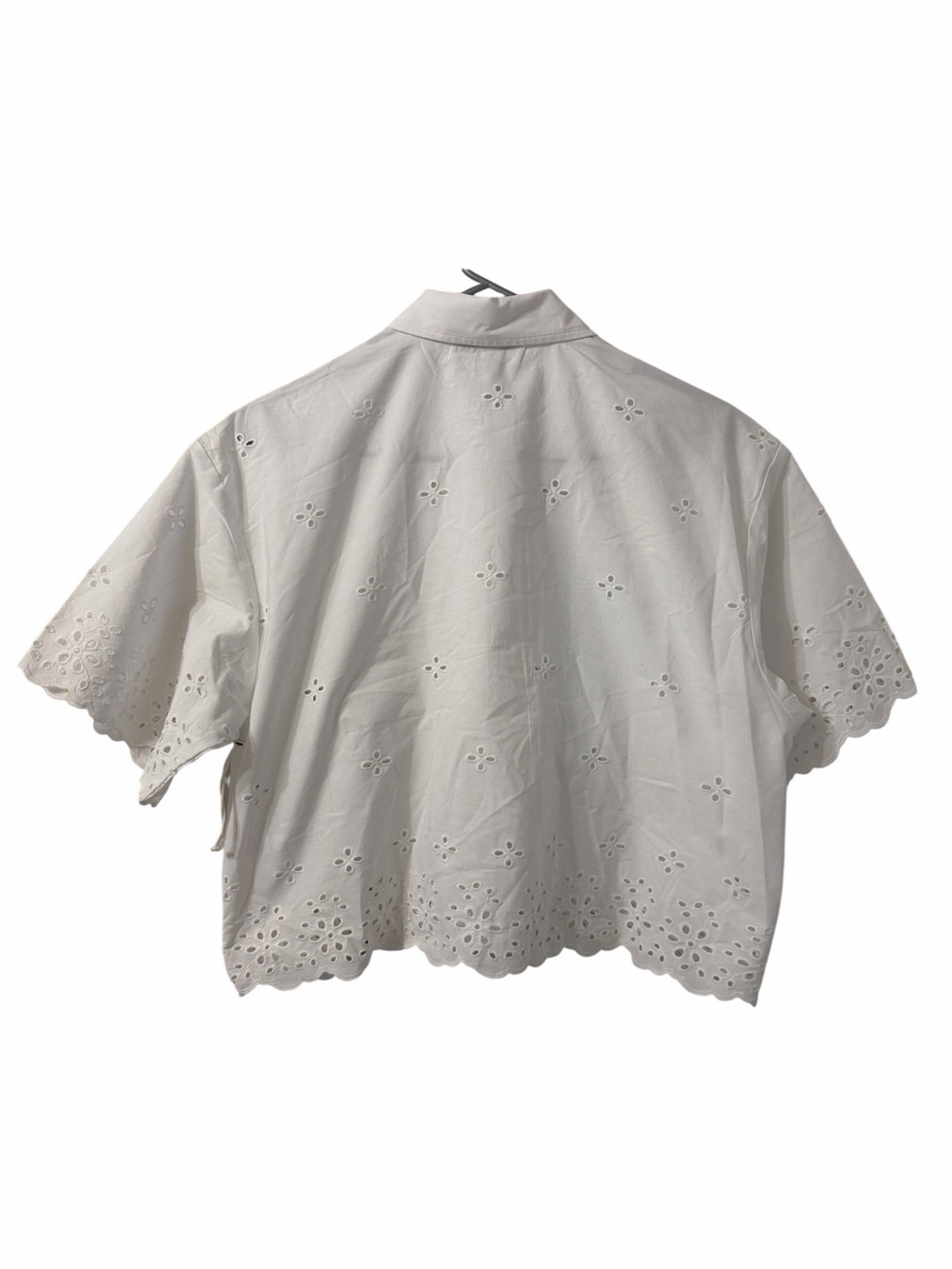 Free Assembly White Cropped Eyelet Button Down Top(Size Medium) - Picture 4 of 8